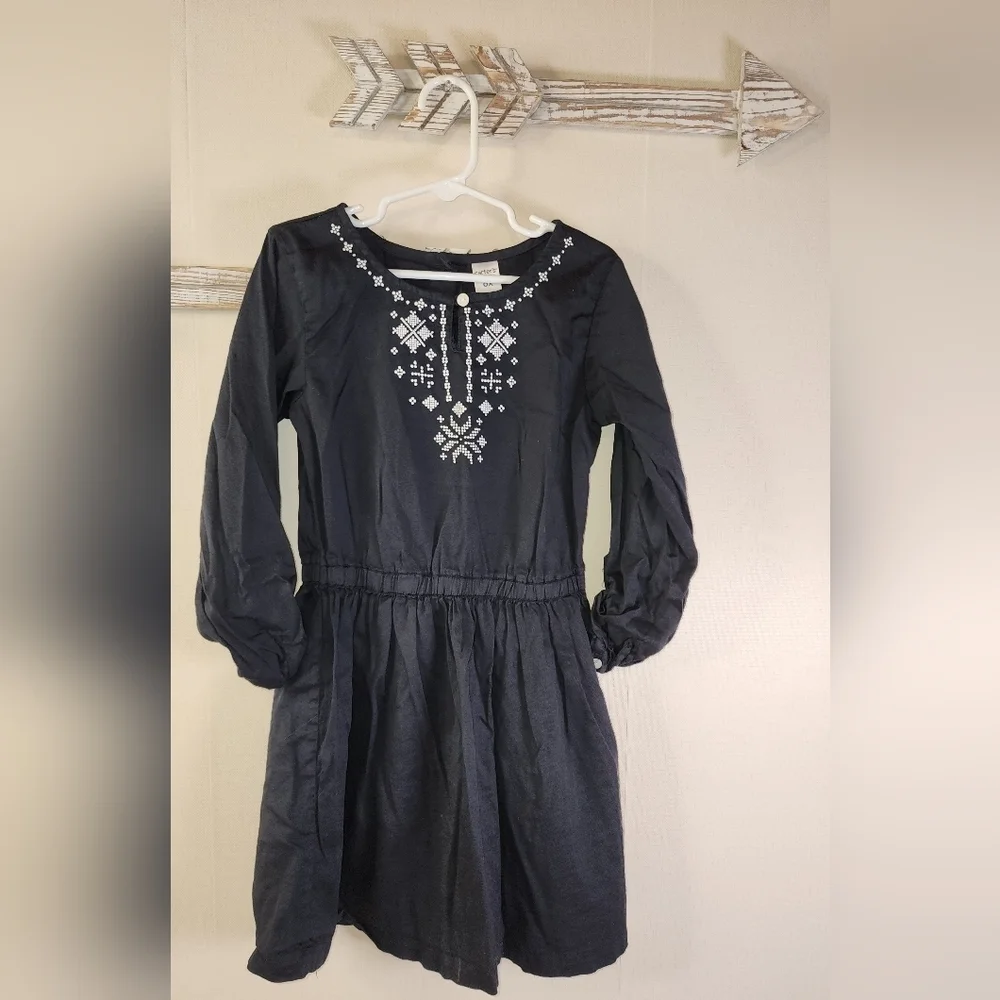Stylish Black Girls 6 Dress with Embroidery
